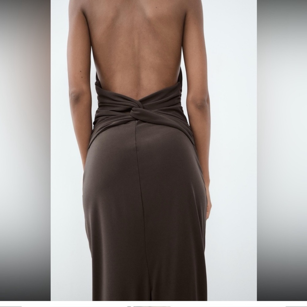 Zara Sophisticated Black Backless Halter Dress - Picture 2 of 11